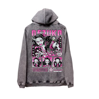Hoodie NEZUKO acid wash
