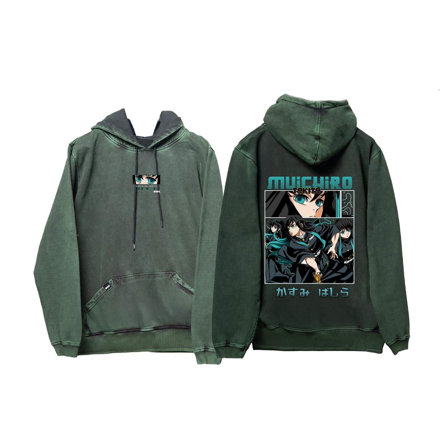 Hoodie TOKITO   acid wash VERDE