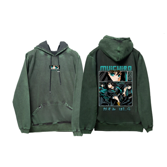 Hoodie TOKITO   acid wash VERDE