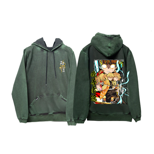 Hoodie ZENITSU  2   acid wash VERDE