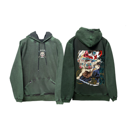 Hoodie INOSUKE 2  acid wash VERDE