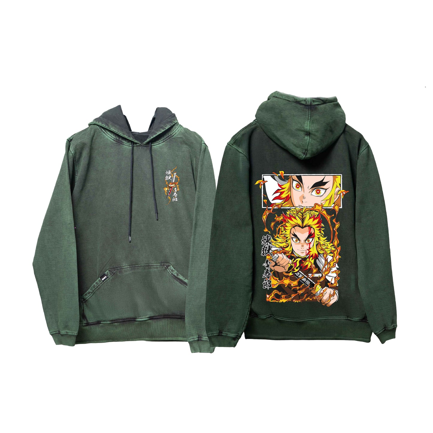 Hoodie RENGPKU 2  acid wash VERDE