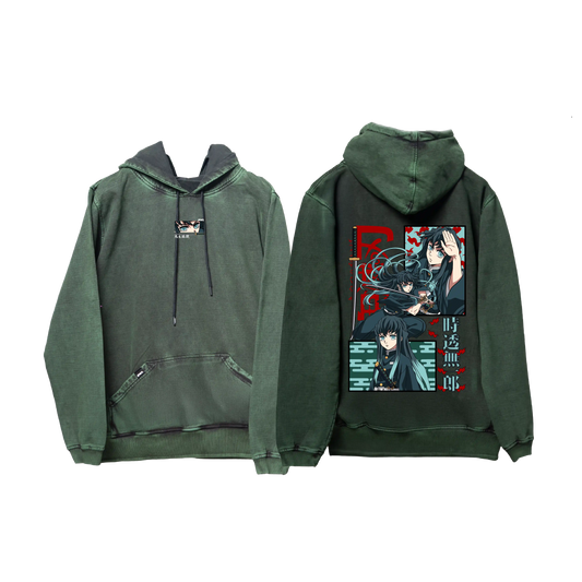 Hoodie TOKITO 2   acid wash VERDE