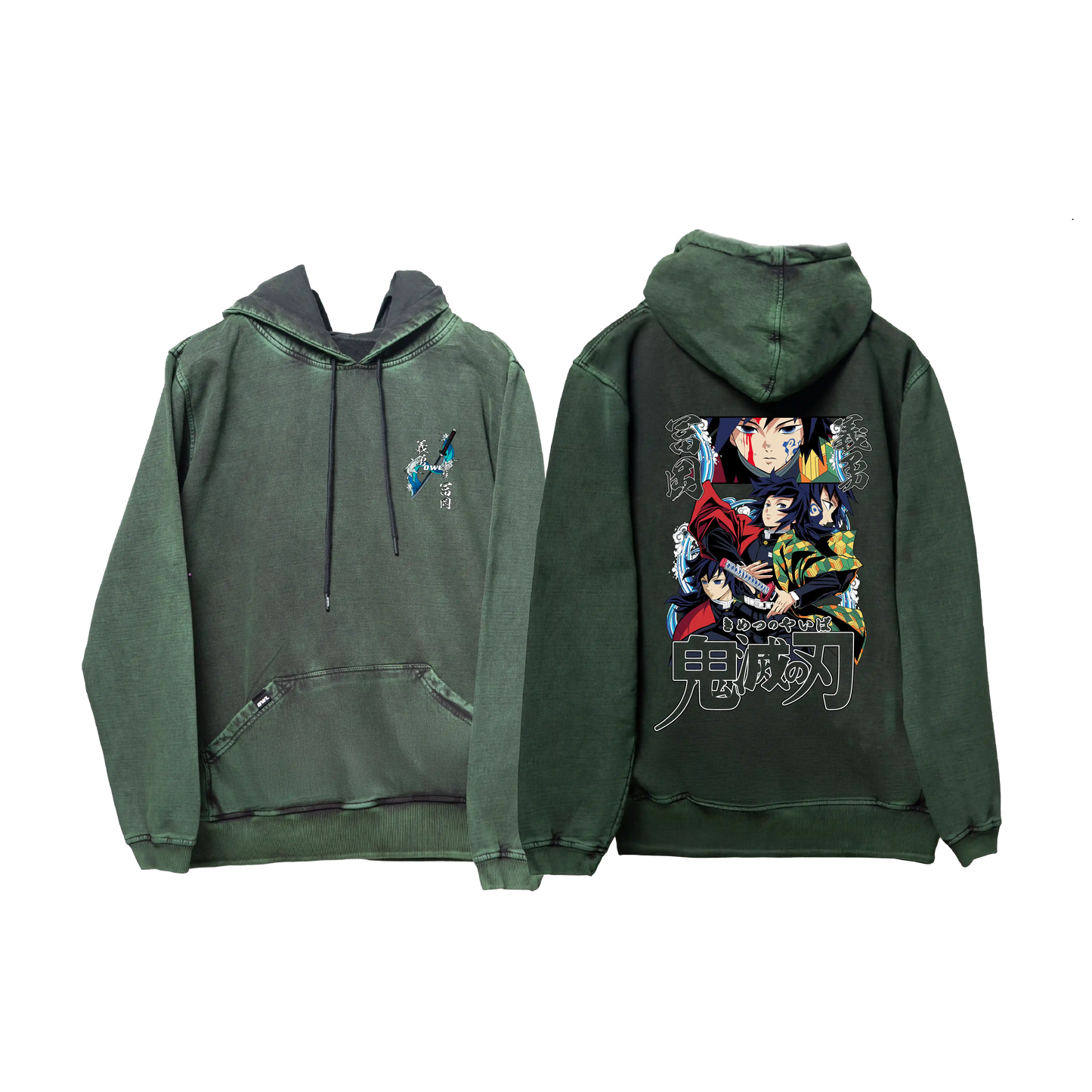 Hoodie TOMIOKA 2  acid wash VERDE
