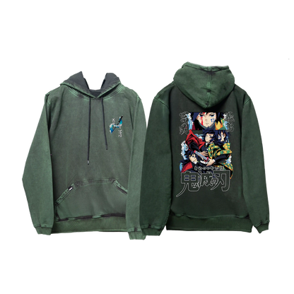 Hoodie TOMIOKA 2  acid wash VERDE