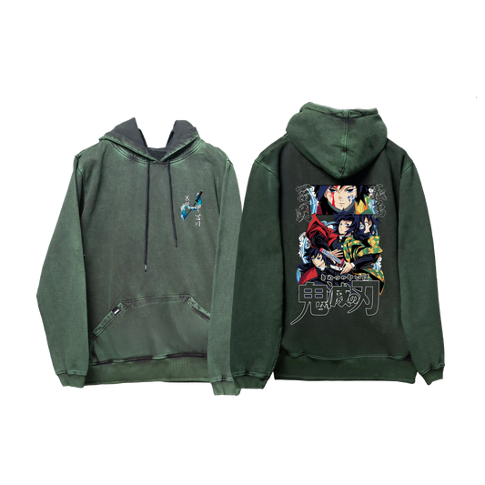 Hoodie TOMIOKA 2  acid wash VERDE