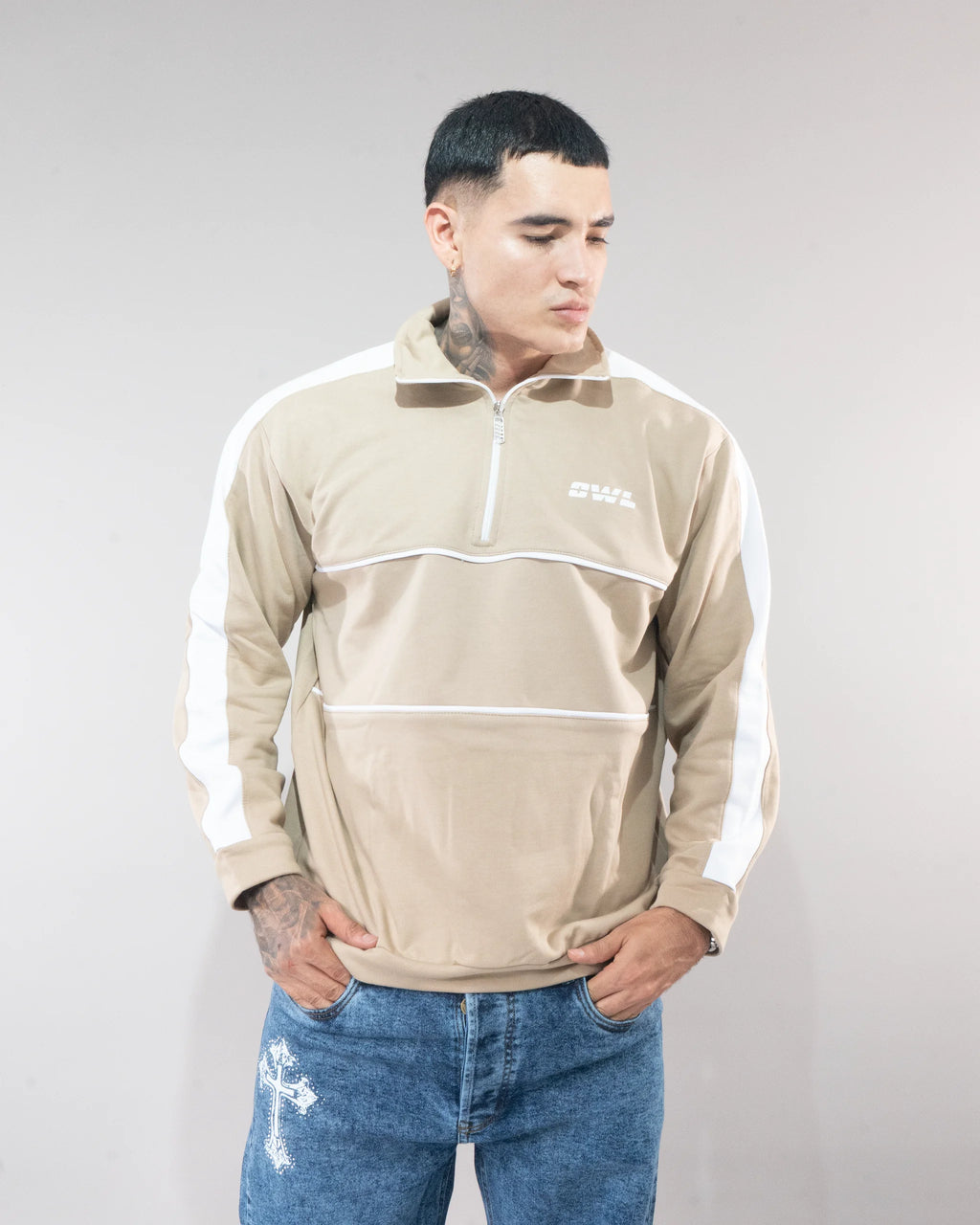 SACO DELUXE BEIGE - Beige/Blanco
